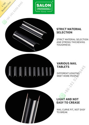 French/C Arc Lengthening Bamboo Clear Tips Kuku Palsu Tip Manicure untuk Nail Art Salon