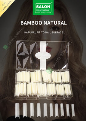 French/C Arc Memanjang Bambu Tips Kuku Palsu Alami Setengah Tips Tip Manicure untuk Nail Art Salon
