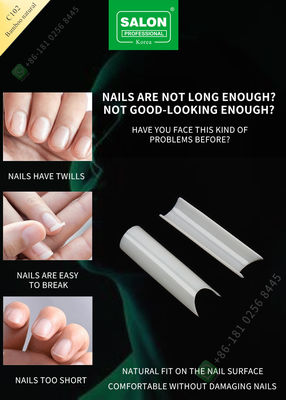 French/C Arc Memanjang Bambu Tips Kuku Palsu Alami Setengah Tips Manicure Tip untuk Nail Art Salon