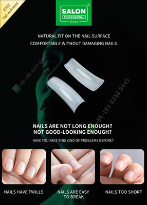 Salon Kecantikan False Eagle Month Nail Tips French Acrylic Extra Long Half Cover Tips