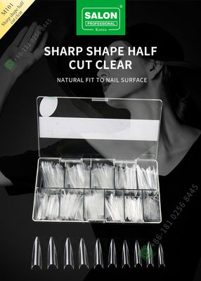 Sharp Drops Shape Half Cut False Nail French Style Artificial Nail with ABS Fake Nail