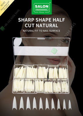 Sharp Drops Shape Half Cut False Nail French Style Artificial Nail with ABS Fake Nail
