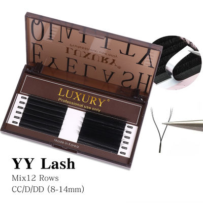 8-14mm Individu bulu mata palsu CC/D/DD Curling Volume Ekstensi bulu mata Double Tips Cashmere YY Lash Ekstensi