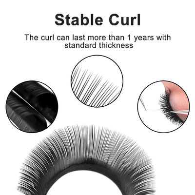 Model YY mewah Ekstensi bulu mata buatan tangan 0.10mm Ketebalan D Curling Lashes palsu