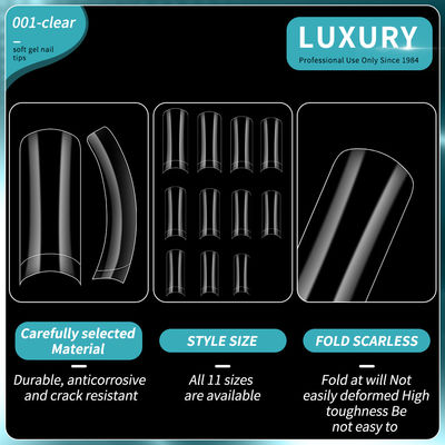 Luxury Clear Soft Gel Nail Tips Square Shape False Nails Untuk Ekstensi Kuku