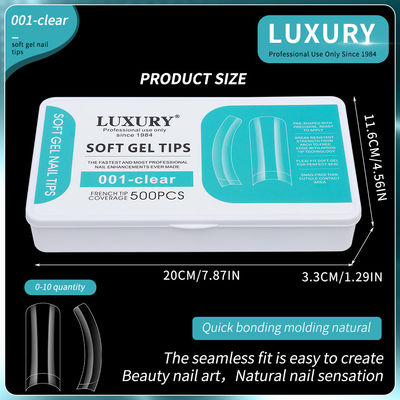 Luxury Clear Soft Gel Nail Tips Square Shape False Nails Untuk Ekstensi Kuku