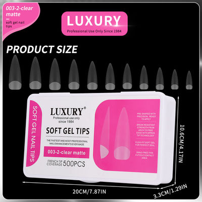 500pcs Luxury Clear Matte Sharp Shape False Nails Untuk Seni Kuku