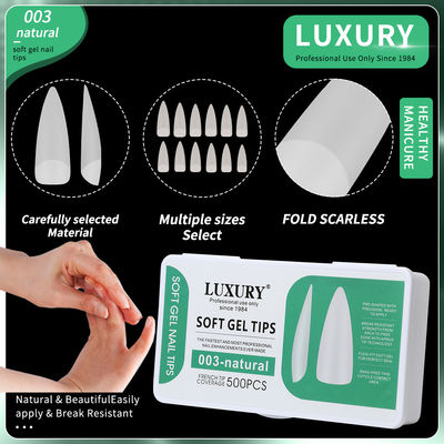Natural Color Acrylic Nail Tips Medium Sharp Shape False Nails Untuk Ekstensi Kuku
