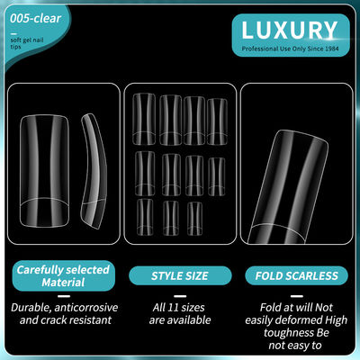 500PCS Square Fake Nails Acrylic Natural Clear Reusable Tips Kuku Palsu untuk Seni Kuku DIY