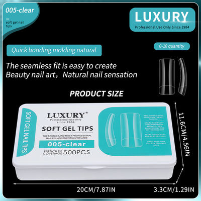 500PCS Square Fake Nails Acrylic Natural Clear Reusable Tips Kuku Palsu untuk Seni Kuku DIY