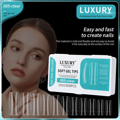 500PCS Square Fake Nails Acrylic Natural Clear Reusable Tips Kuku Palsu untuk Seni Kuku DIY