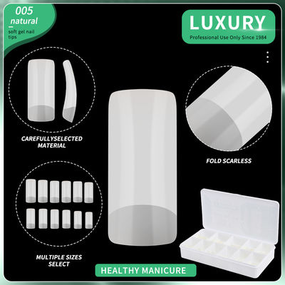 500PCS Square Fake Nails Acrylic Natural Clear Reusable Tips Kuku Palsu untuk Seni Kuku DIY