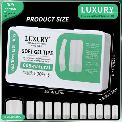 500PCS Square Fake Nails Acrylic Natural Clear Reusable Tips Kuku Palsu untuk Seni Kuku DIY