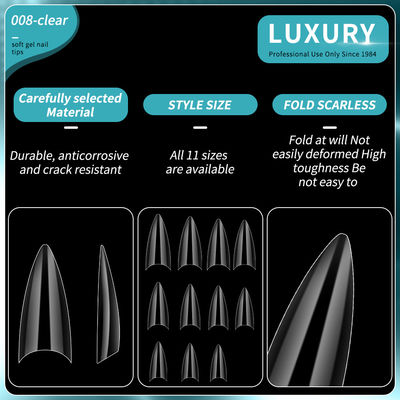 500 pcs Tip kuku Stiletto Medium Half Cover kuku palsu bentuk tajam akrilik buatan kuku palsu 11 ukuran