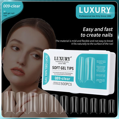 500pcs Ballerina panjang Square Shape Press On Nails Half Cover kuku palsu untuk wanita