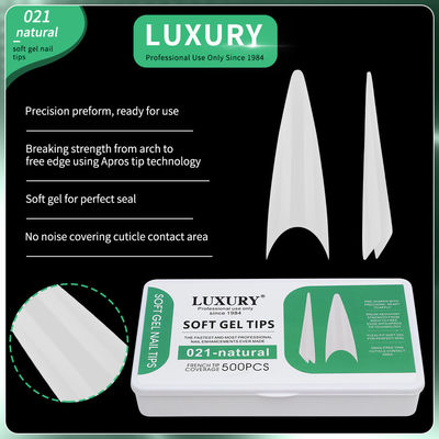500pcs/Kotak Stiletto Ultra-tipis Press-On kuku alami Seamless Sharp Shape kuku palsu untuk wanita dan gadis