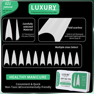500pcs/Kotak Stiletto Ultra-tipis Press-On kuku alami Seamless Sharp Shape kuku palsu untuk wanita dan gadis