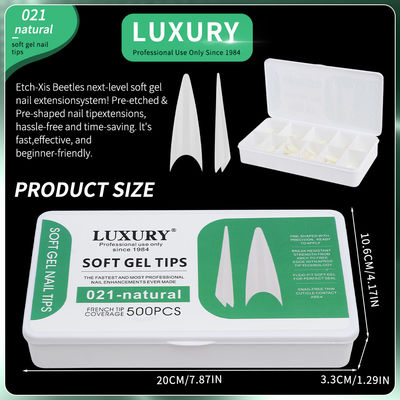 500pcs/Kotak Stiletto Ultra-tipis Press-On kuku alami Seamless Sharp Shape kuku palsu untuk wanita dan gadis