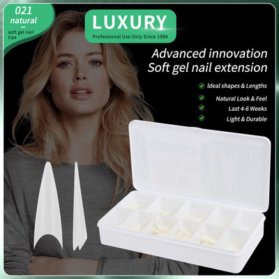 500pcs/Kotak Stiletto Ultra-tipis Press-On kuku alami Seamless Sharp Shape kuku palsu untuk wanita dan gadis