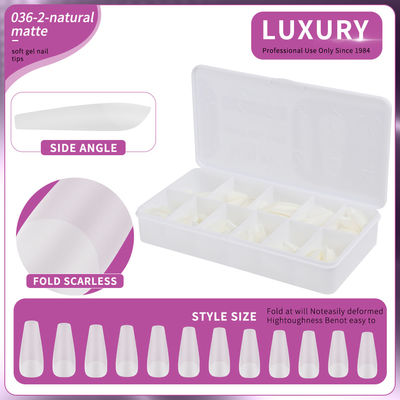 500pcs/Kotak Almond Bentuk Matte asli kuku palsu 11 Ukuran Acrylic Gel kuku seni ekstensi untuk wanita