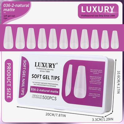 500pcs/Kotak Almond Bentuk Matte asli kuku palsu 11 Ukuran Acrylic Gel kuku seni ekstensi untuk wanita