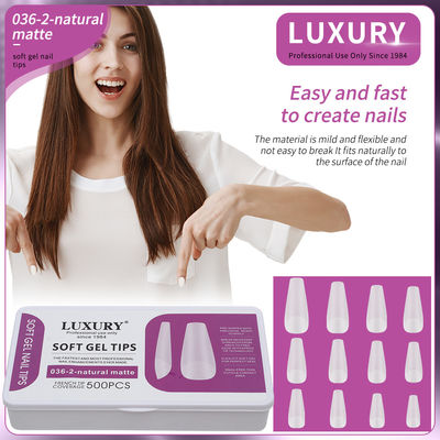 500pcs/Kotak Almond Bentuk Matte asli kuku palsu 11 Ukuran Acrylic Gel kuku seni ekstensi untuk wanita
