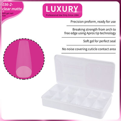 Medium Coffin Clear Matte Acrylic Nail Tips Full Cover Pre-shaped False Nail Tips 11 Ukuran