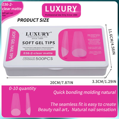Medium Coffin Clear Matte Acrylic Nail Tips Full Cover Pre-shaped False Nail Tips 11 Ukuran