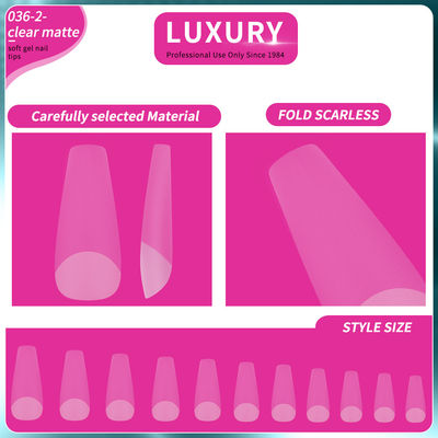 Medium Coffin Clear Matte Acrylic Nail Tips Full Cover Pre-shaped False Nail Tips 11 Ukuran