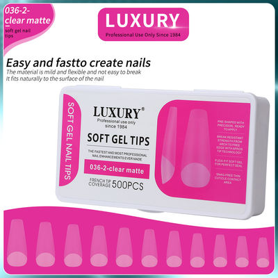 Medium Coffin Clear Matte Acrylic Nail Tips Full Cover Pre-shaped False Nail Tips 11 Ukuran