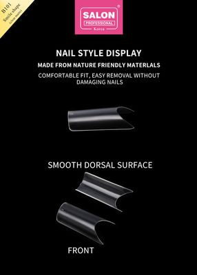 ABS Clear Matte Full Cover Fake Nails Smile Shape untuk salon dan DIY Nails Extension Art