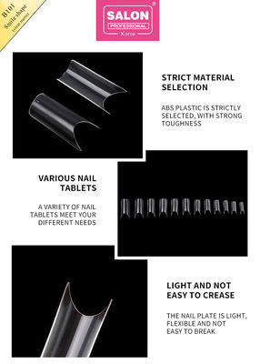 ABS Clear Matte Full Cover Fake Nails Smile Shape untuk salon dan DIY Nails Extension Art