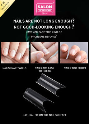 ABS Clear Matte Full Cover Fake Nails Smile Shape untuk salon dan DIY Nails Extension Art