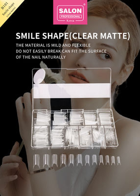 ABS Clear Matte Full Cover Fake Nails Smile Shape untuk salon dan DIY Nails Extension Art