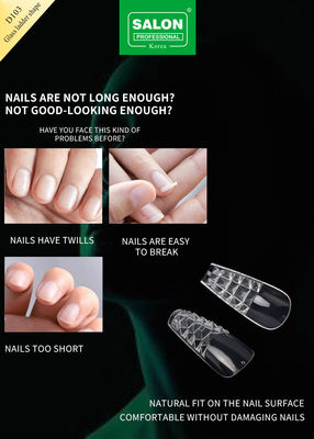 500PCS Ladder Shape Nail Tips Set Kaca Embossed Kuku Palsu dengan Storage Box Kit Seni Kuku Akrilik untuk Salon