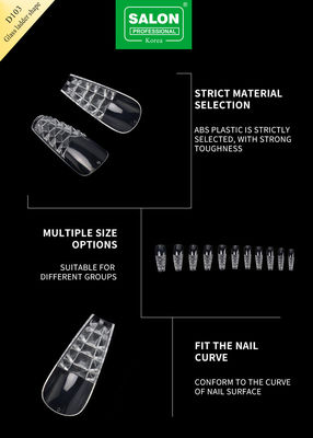 500PCS Ladder Shape Nail Tips Set Kaca Embossed Kuku Palsu dengan Storage Box Kit Seni Kuku Akrilik untuk Salon