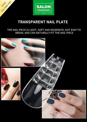 500PCS Ladder Shape Nail Tips Set Kaca Embossed Kuku Palsu dengan Storage Box Kit Seni Kuku Akrilik untuk Salon