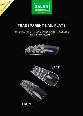 500PCS Ladder Shape Nail Tips Set Kaca Embossed Kuku Palsu dengan Storage Box Kit Seni Kuku Akrilik untuk Salon