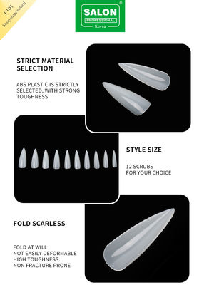 Tips Kuku Stiletto Panjang Penutup Lengkap Kuku Palsu Warna Alami dengan Kotak untuk Salun Kuku