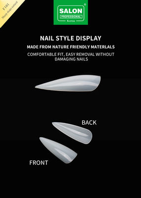 Tips Kuku Stiletto Panjang Penutup Lengkap Kuku Palsu Warna Alami dengan Kotak untuk Salun Kuku