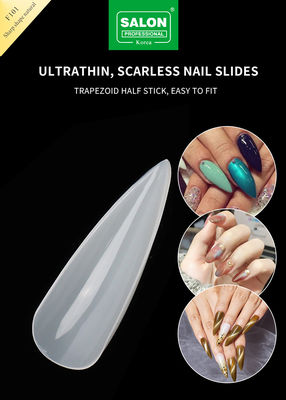 Tips Kuku Stiletto Panjang Penutup Lengkap Kuku Palsu Warna Alami dengan Kotak untuk Salun Kuku