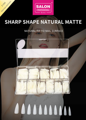 Tips Kuku Stiletto Panjang Tutup Lengkap Tip Kuku Palsu dengan Kotak Kuku Palsu Matte Alam