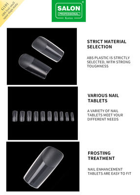 Full Matte Clear Acrylic Fake Nail Medium Square Press on Nails for Nail Extension Alat Manicure