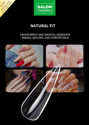 Professional ABS Sharp Shape Fake Nails Full Clear Acrylic Fake Nail Tips 12 Ukuran Untuk DIY Rumah