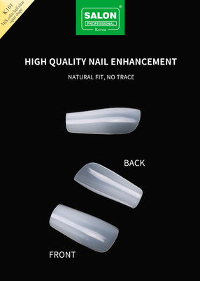 Desain Mewah Disesuaikan Penutup Lengkap Artificial Nail Tips Tekan Pada Kuku Warna Susu Square Kuku Palsu