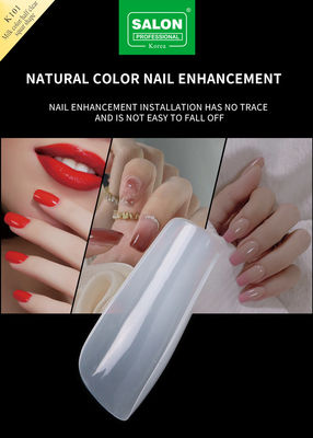 Desain Mewah Disesuaikan Penutup Lengkap Artificial Nail Tips Tekan Pada Kuku Warna Susu Square Kuku Palsu