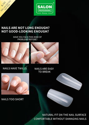 Desain Mewah Disesuaikan Penutup Lengkap Artificial Nail Tips Tekan Pada Kuku Warna Susu Square Kuku Palsu