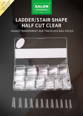 kuku buatan palsu ABS Clear Ladder Shape kuku palsu buatan tangan gel lembut tekan pada kuku harga grosir