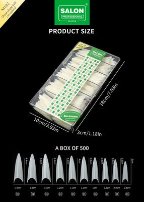 Bentuk tajam Natural Kuku Tips Half Cover Akrilik kuku palsu Untuk DIY Nail Art Salon 500pcs/Kotak