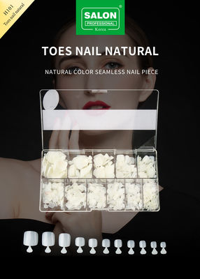Warna alami kuku kaki palsu Set Penutup penuh kuku kaki akrilik untuk salon-finish seni kuku